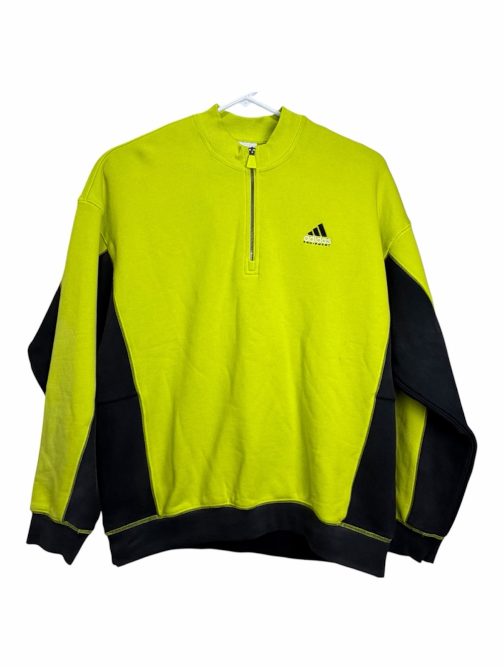 adidas Equipment Blocked Half Zip Sweater Men's L Acid Yellow Oversized KE1353